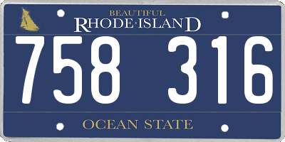 RI license plate 758316
