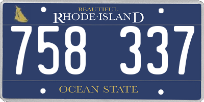 RI license plate 758337