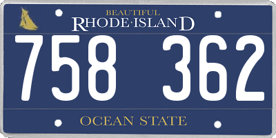 RI license plate 758362