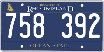 RI license plate 758392