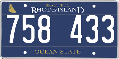 RI license plate 758433