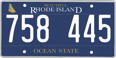 RI license plate 758445
