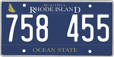 RI license plate 758455