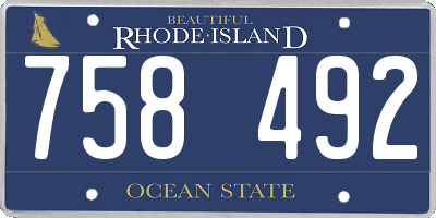 RI license plate 758492
