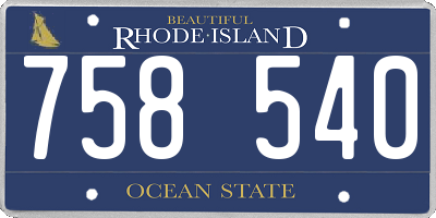 RI license plate 758540