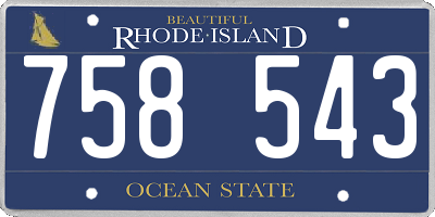 RI license plate 758543