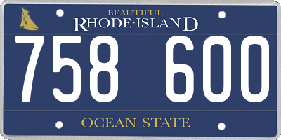 RI license plate 758600