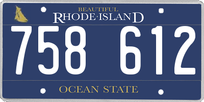 RI license plate 758612