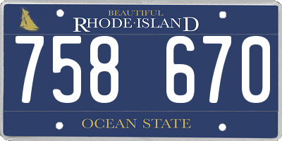 RI license plate 758670
