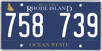 RI license plate 758739