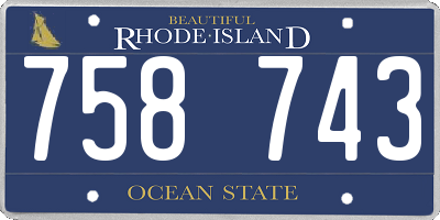 RI license plate 758743