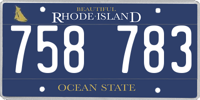 RI license plate 758783