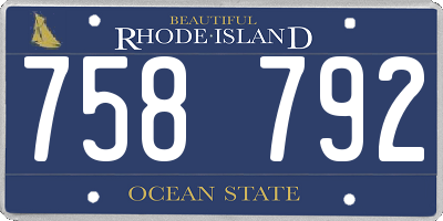 RI license plate 758792