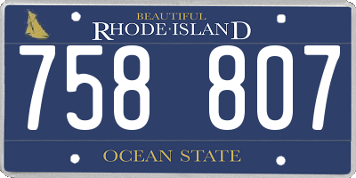 RI license plate 758807