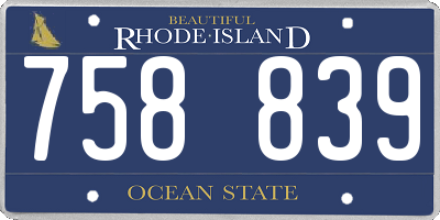 RI license plate 758839