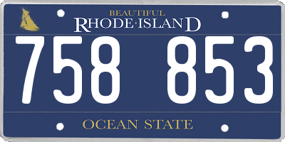 RI license plate 758853
