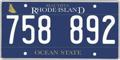 RI license plate 758892