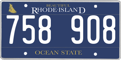RI license plate 758908