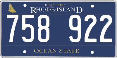 RI license plate 758922