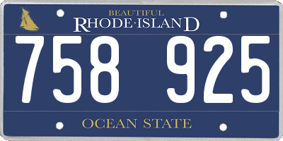 RI license plate 758925