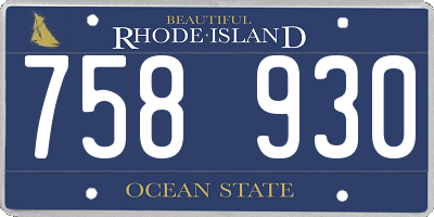 RI license plate 758930