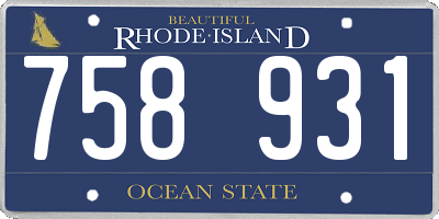 RI license plate 758931