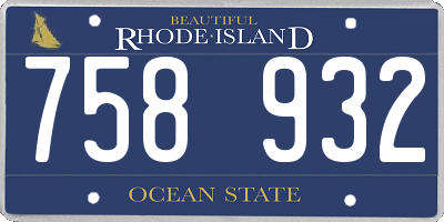 RI license plate 758932