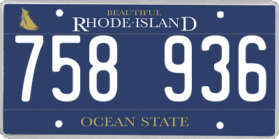 RI license plate 758936