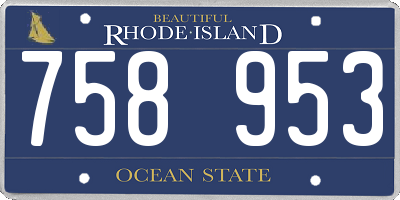RI license plate 758953