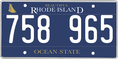 RI license plate 758965