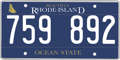 RI license plate 759892