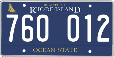 RI license plate 760012