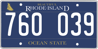 RI license plate 760039