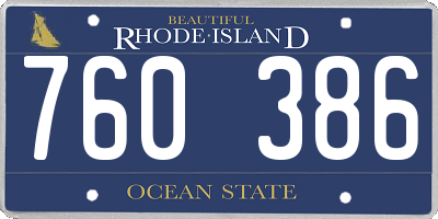 RI license plate 760386