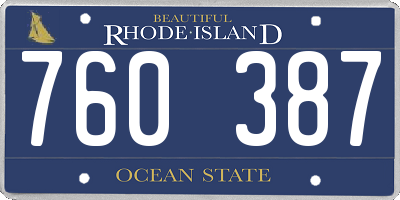 RI license plate 760387