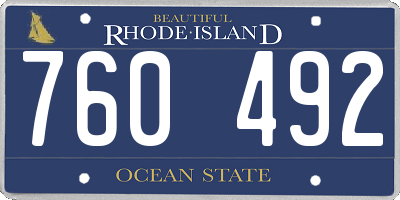 RI license plate 760492