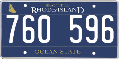 RI license plate 760596