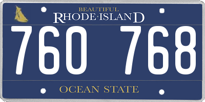 RI license plate 760768