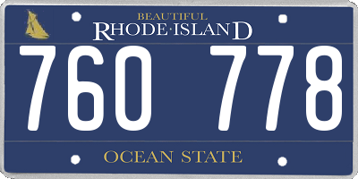 RI license plate 760778