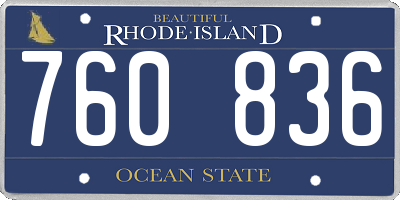 RI license plate 760836