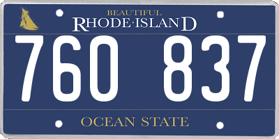 RI license plate 760837