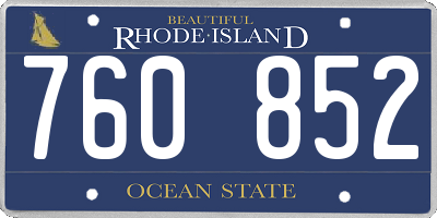 RI license plate 760852