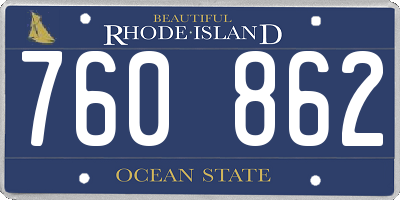 RI license plate 760862