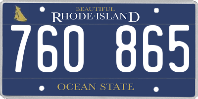 RI license plate 760865