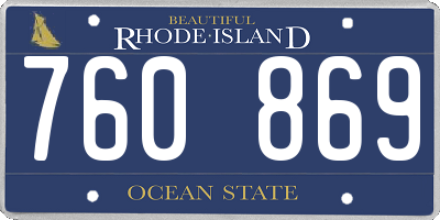 RI license plate 760869