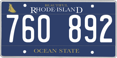RI license plate 760892