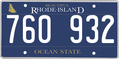 RI license plate 760932