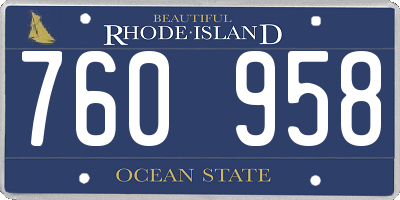 RI license plate 760958