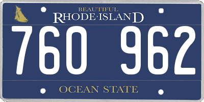 RI license plate 760962