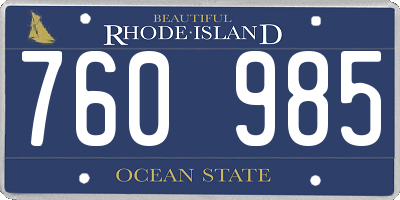 RI license plate 760985